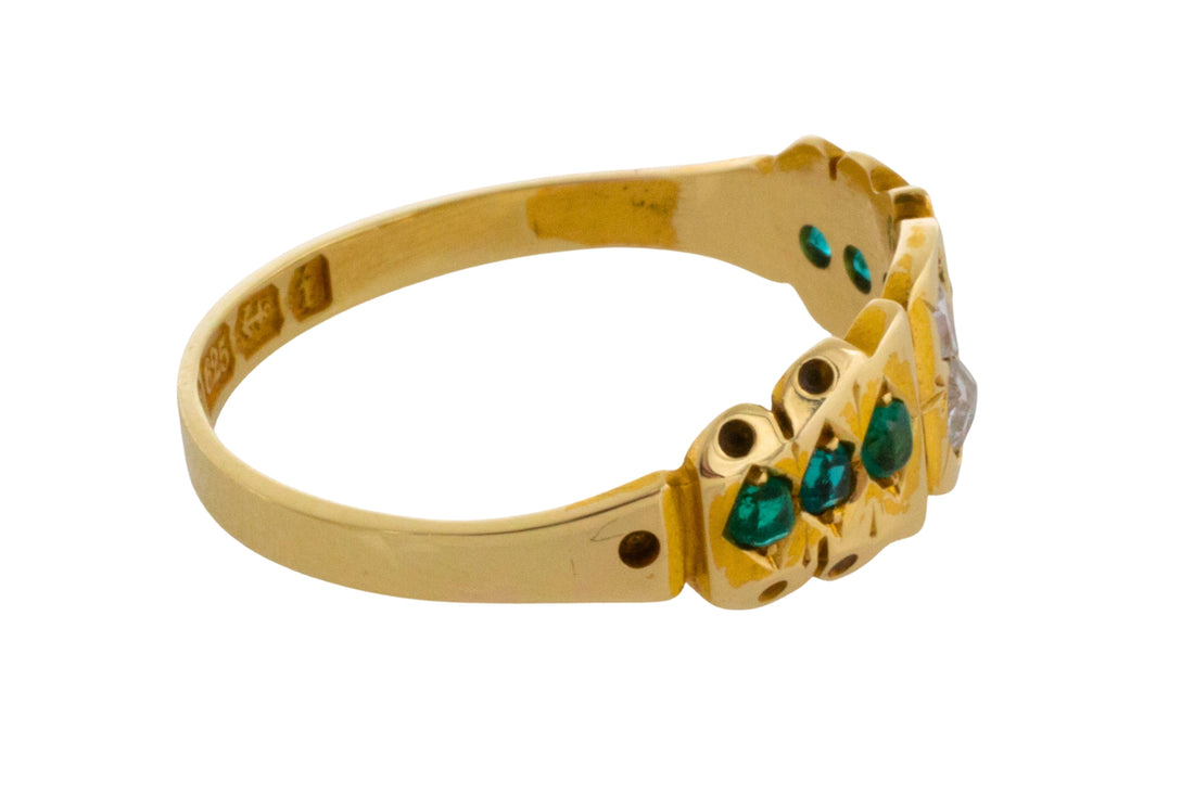 Victorian rose diamond and green paste ring from 1883-Antique rings-The Antique Ring Shop