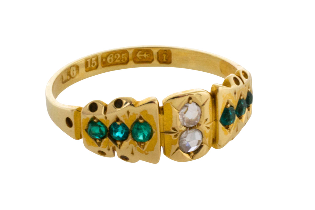 Victorian rose diamond and green paste ring from 1883-Antique rings-The Antique Ring Shop