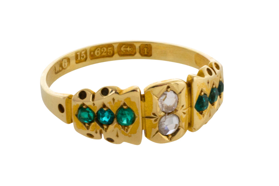 Victorian rose diamond and green paste ring from 1883-Antique rings-The Antique Ring Shop