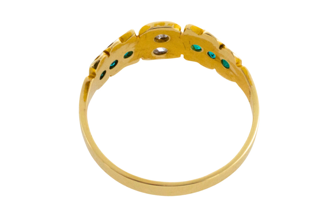 Victorian rose diamond and green paste ring from 1883-Antique rings-The Antique Ring Shop