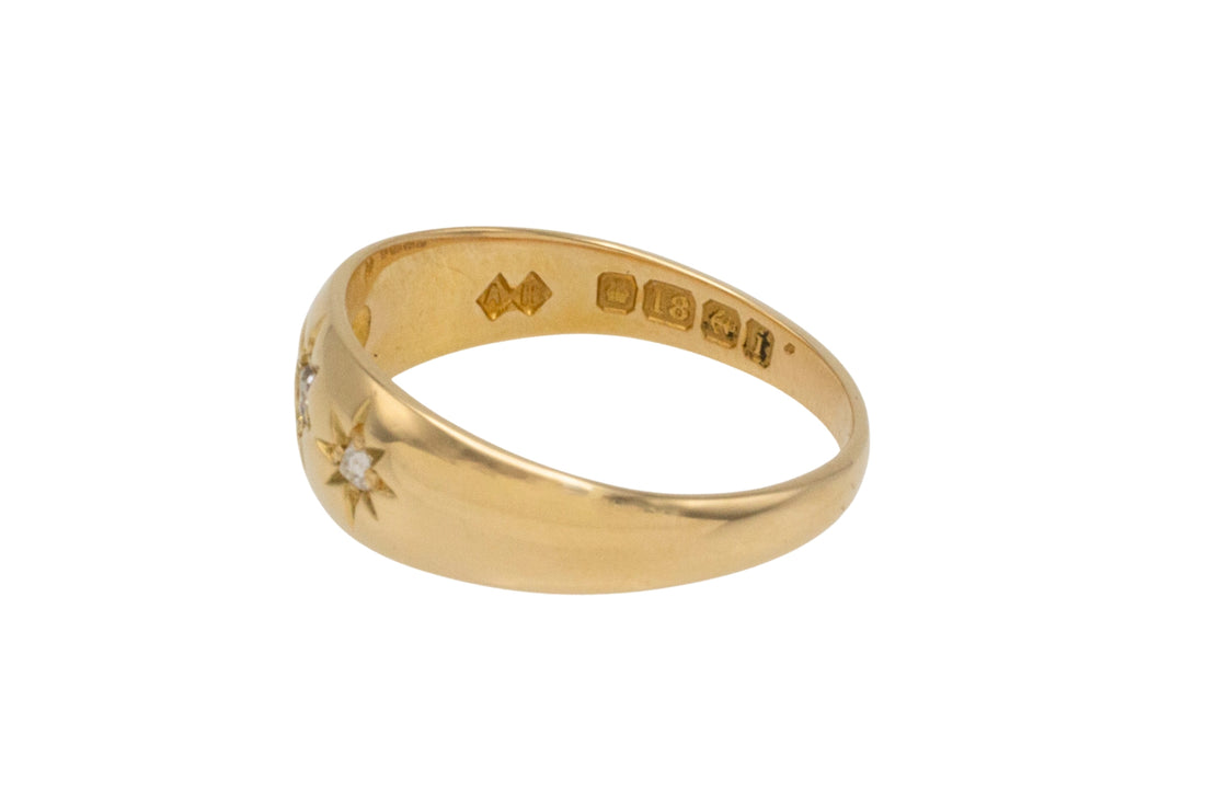 Edwardian three stone gypsy ring from 1908-Antique rings-The Antique Ring Shop