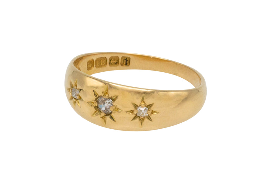 Edwardian three stone gypsy ring from 1908-Antique rings-The Antique Ring Shop