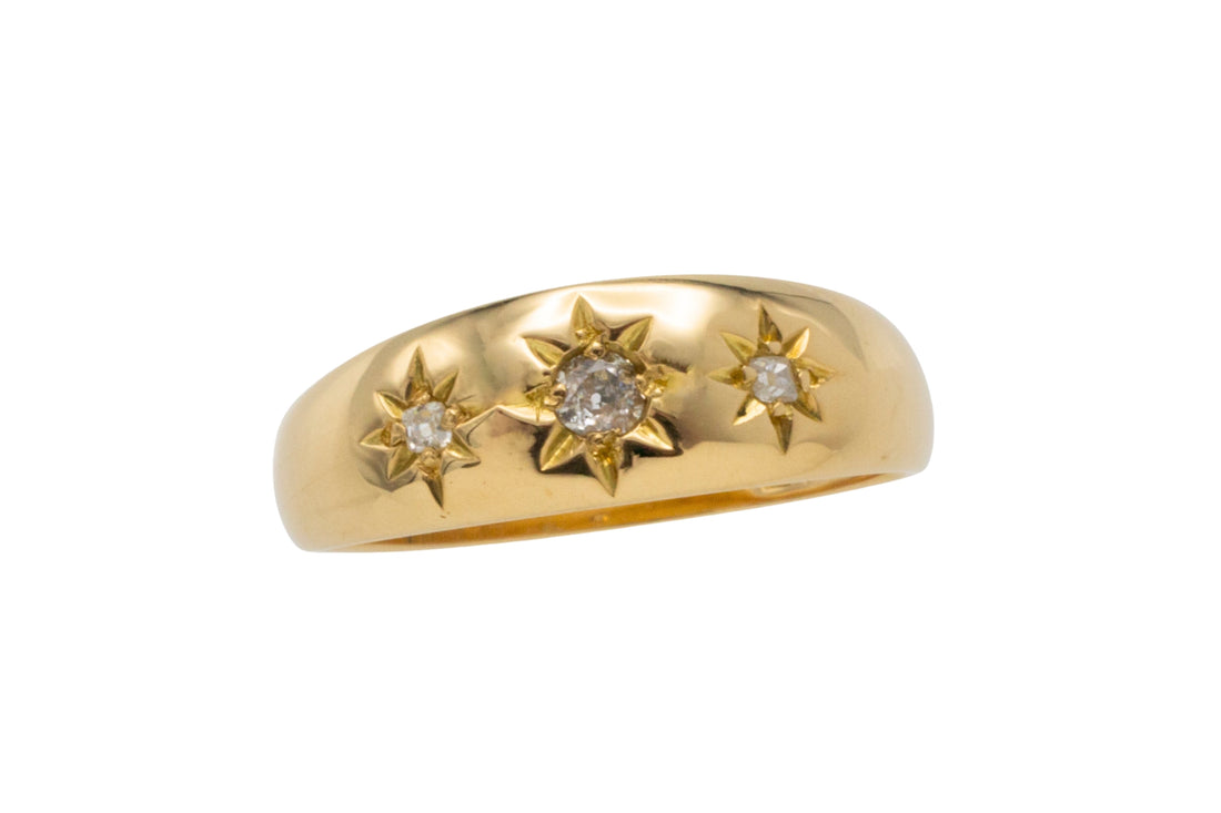 Edwardian three stone gypsy ring from 1908-Antique rings-The Antique Ring Shop