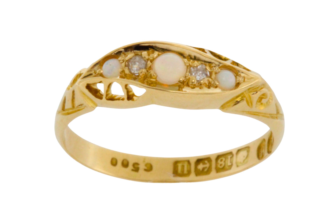 Antique opal and diamond ring from 1919-Antique rings-The Antique Ring Shop