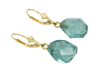 Faceted teel colored tourmaline earrings-Earrings-The Antique Ring Shop