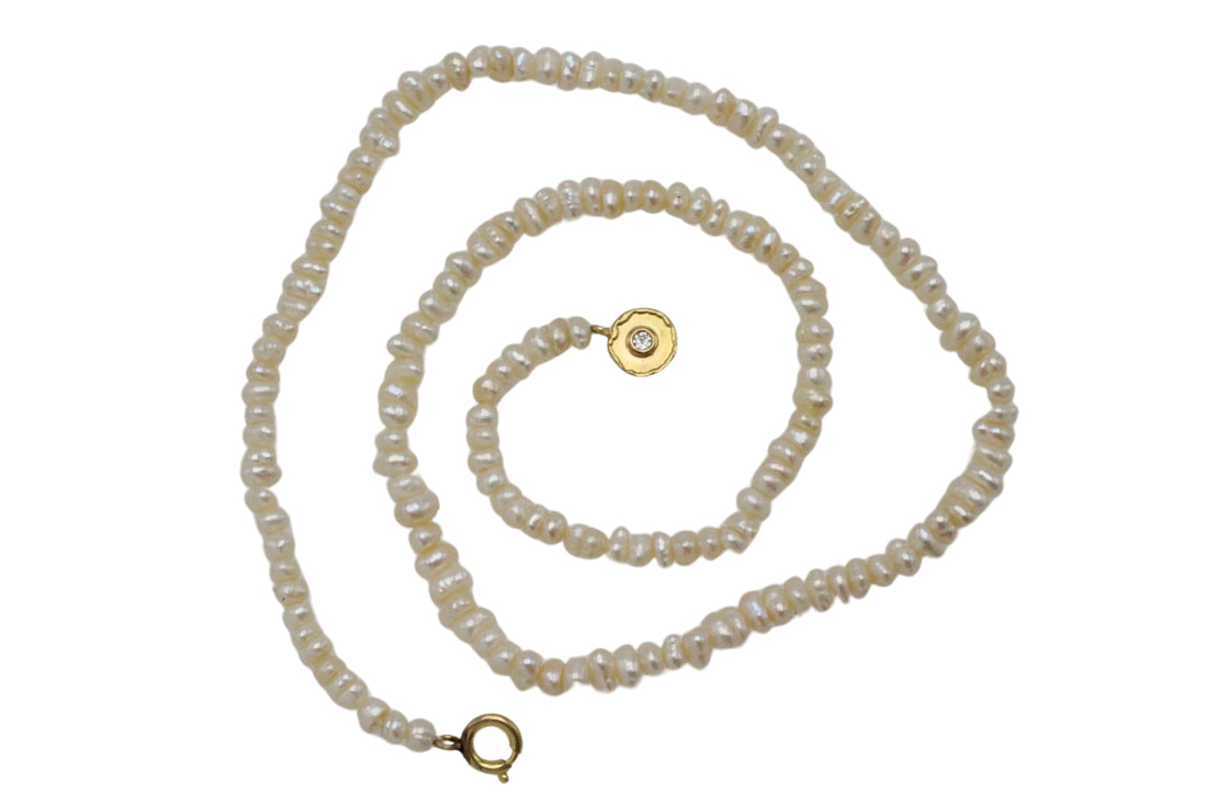 Baroque pearl necklace with 18 carat gold clasp-The Antique Ring Shop