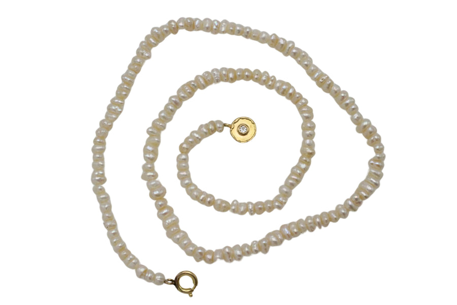 Baroque pearl necklace with 18 carat gold clasp-The Antique Ring Shop