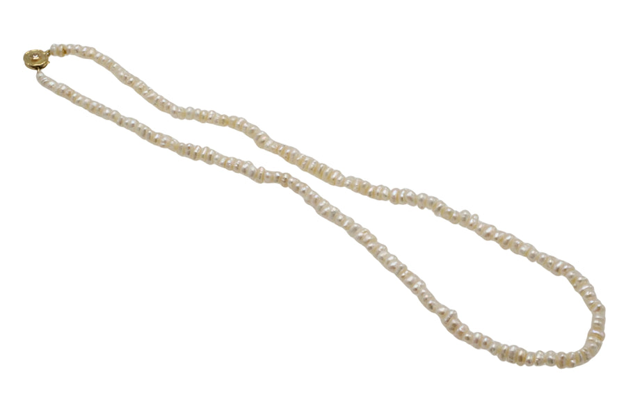 Baroque pearl necklace with 18 carat gold clasp-The Antique Ring Shop