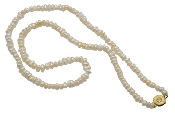 Baroque pearl necklace with 18 carat gold clasp-The Antique Ring Shop