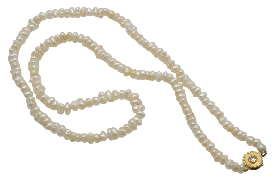 Baroque pearl necklace with 18 carat gold clasp-The Antique Ring Shop
