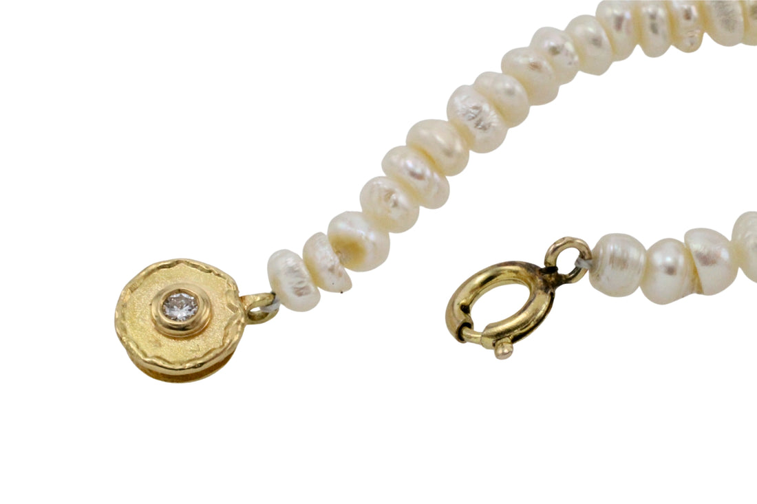 Baroque pearl necklace with 18 carat gold clasp-The Antique Ring Shop