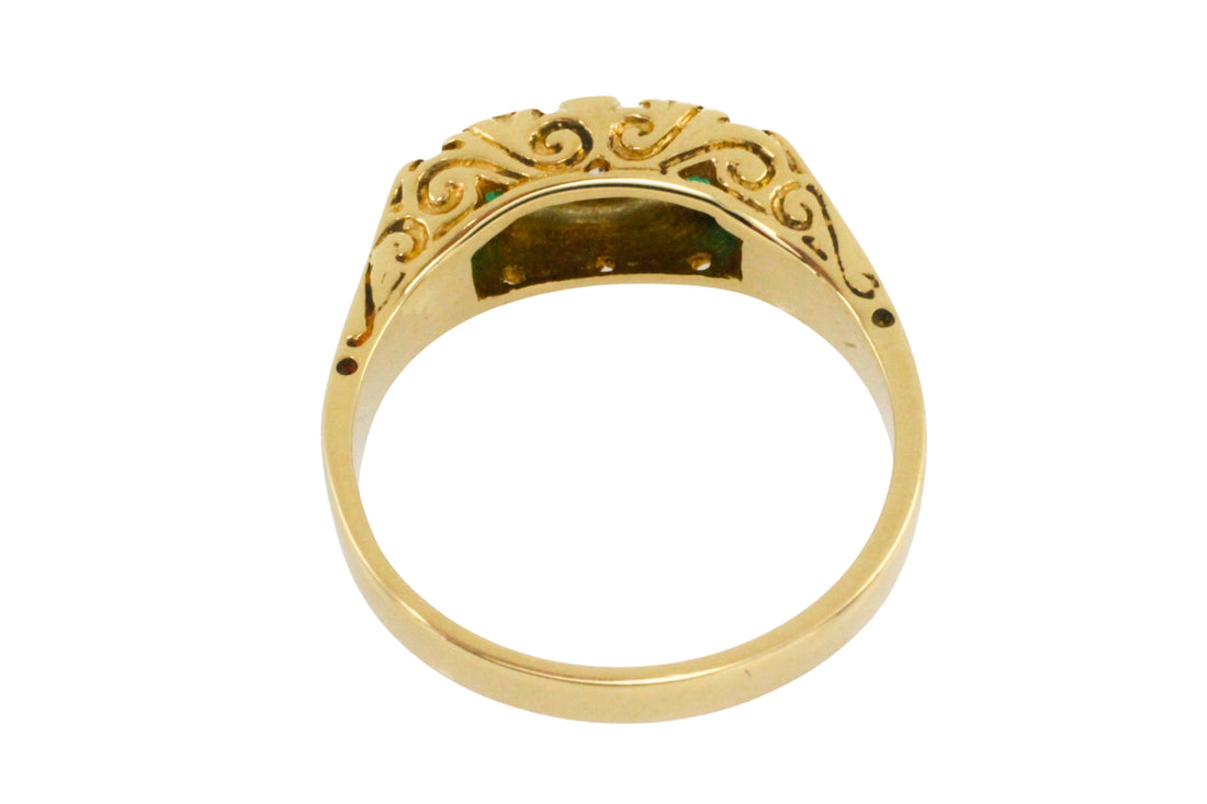 Vintage emerald and diamond ring in 18 carat gold-engagement rings-The Antique Ring Shop