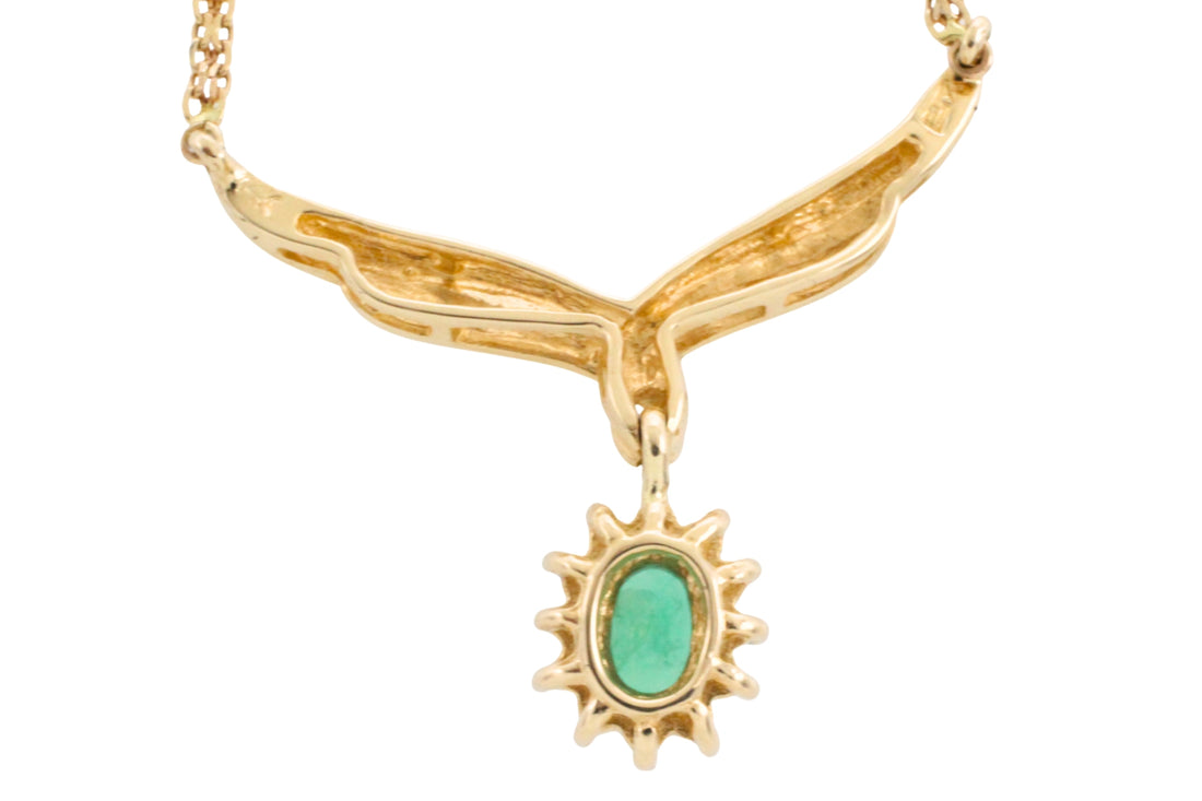 Emerald and diamond collier-Necklaces-The Antique Ring Shop