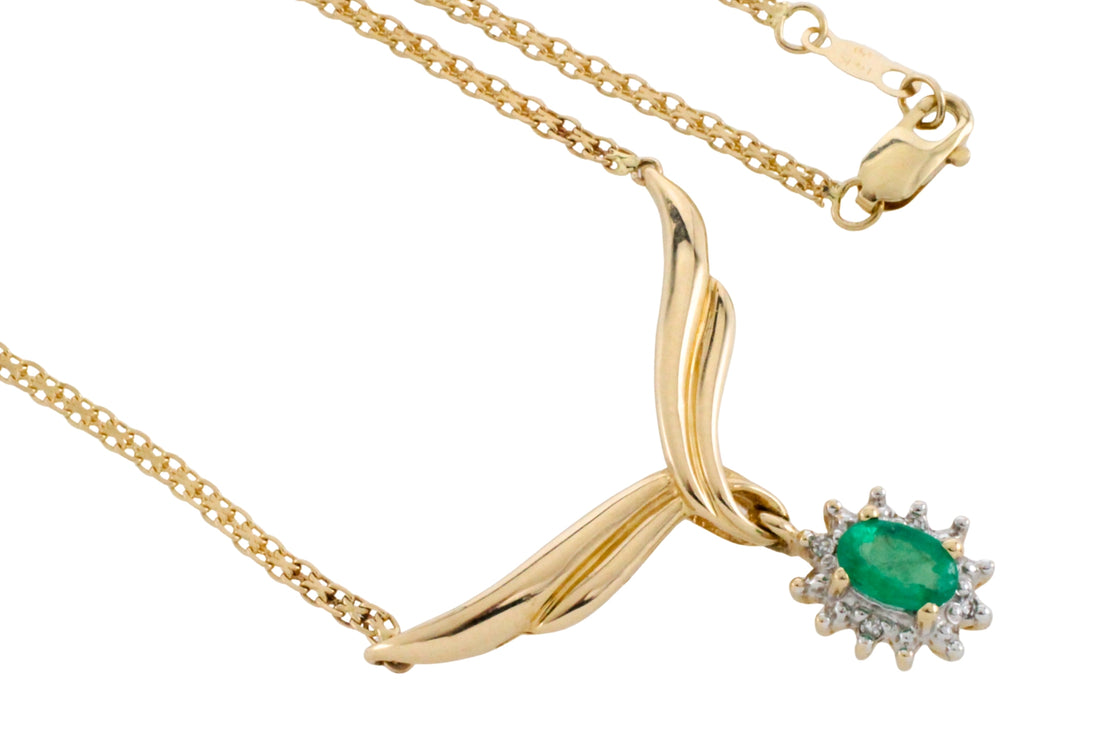 Emerald and diamond collier-Necklaces-The Antique Ring Shop