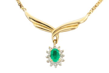 Emerald and diamond collier-Necklaces-The Antique Ring Shop