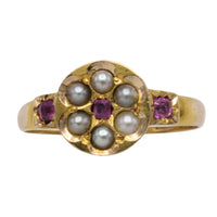 Victorian ruby and seed pearl ring from 1878-The Antique Ring Shop