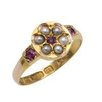 Victorian ruby and seed pearl ring from 1878-The Antique Ring Shop
