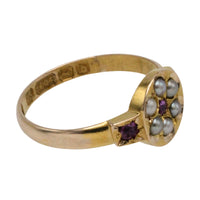 Victorian ruby and seed pearl ring from 1878-The Antique Ring Shop