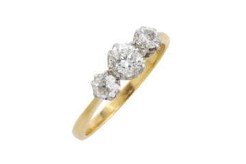 Three stone diamond ring in 18 carat gold-engagement rings-The Antique Ring Shop