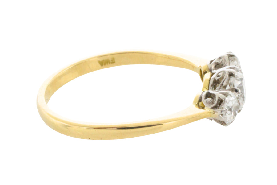 Three stone diamond ring in 18 carat gold-engagement rings-The Antique Ring Shop