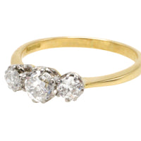Three stone diamond ring in 18 carat gold-engagement rings-The Antique Ring Shop