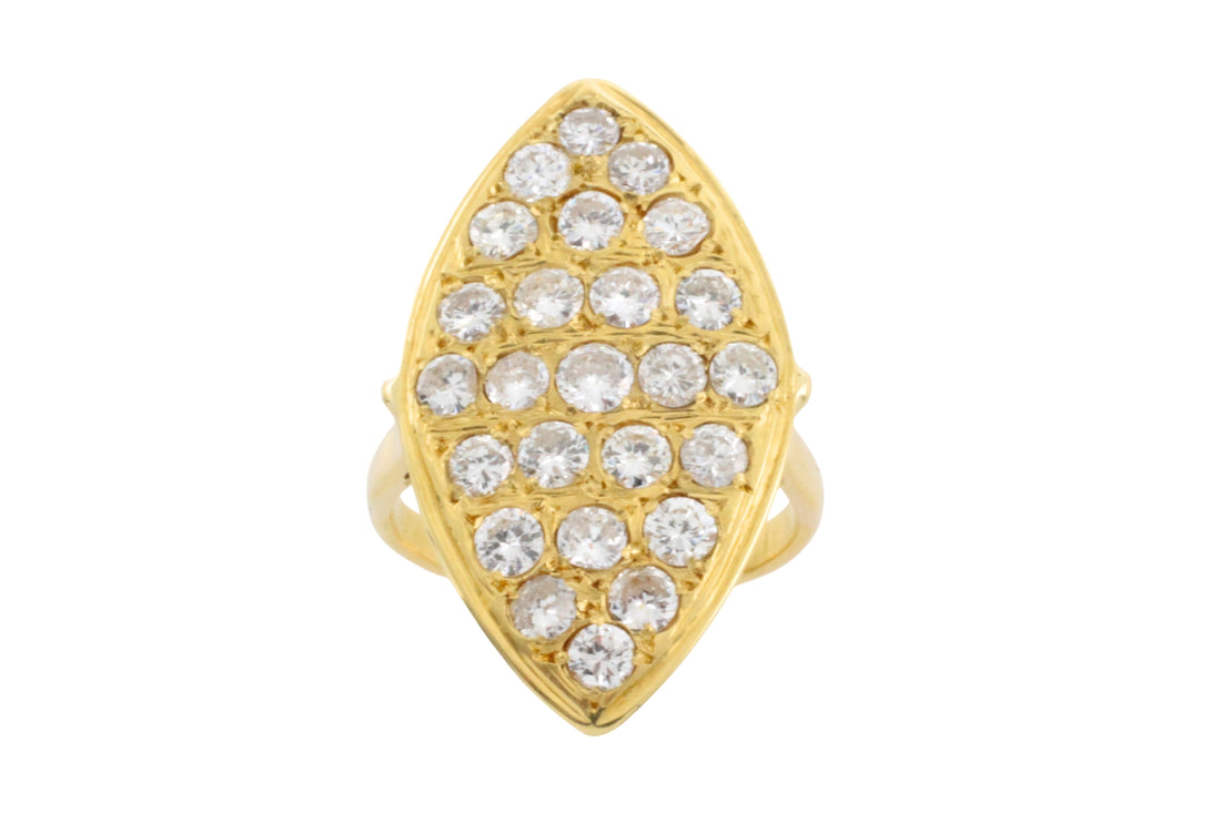 Marquise diamond ring in 14 carar gold-Vintage Rings-The Antique Ring Shop