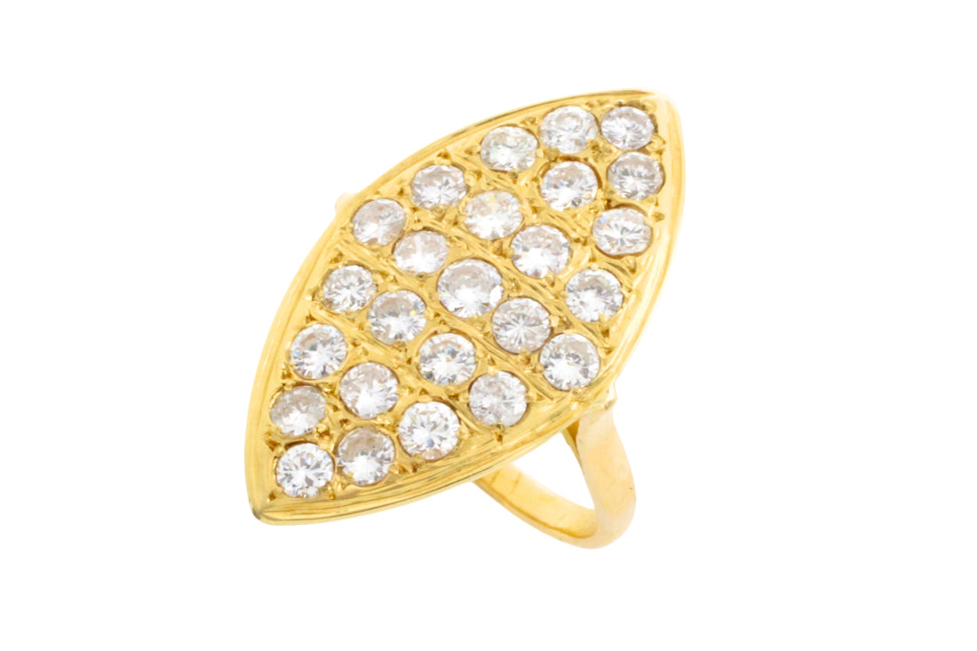Marquise diamond ring in 14 carar gold-Vintage Rings-The Antique Ring Shop