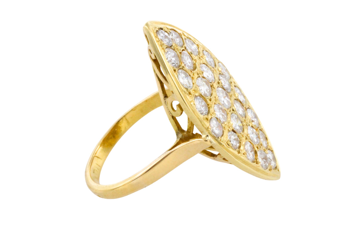Marquise diamond ring in 14 carar gold-Vintage Rings-The Antique Ring Shop