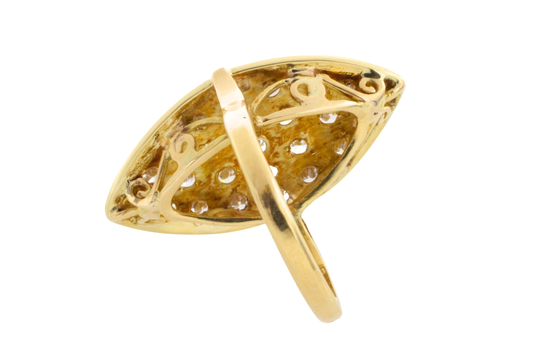 Marquise diamond ring in 14 carar gold-Vintage Rings-The Antique Ring Shop