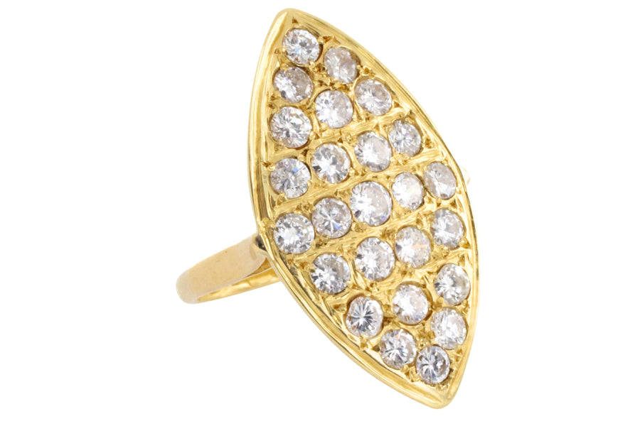 Marquise diamond ring in 14 carar gold-Vintage Rings-The Antique Ring Shop