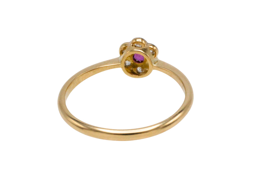 Edwardian old cut diamond and ruby ring in 18 carat gold-The Antique Ring Shop