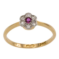 Edwardian old cut diamond and ruby ring in 18 carat gold-The Antique Ring Shop