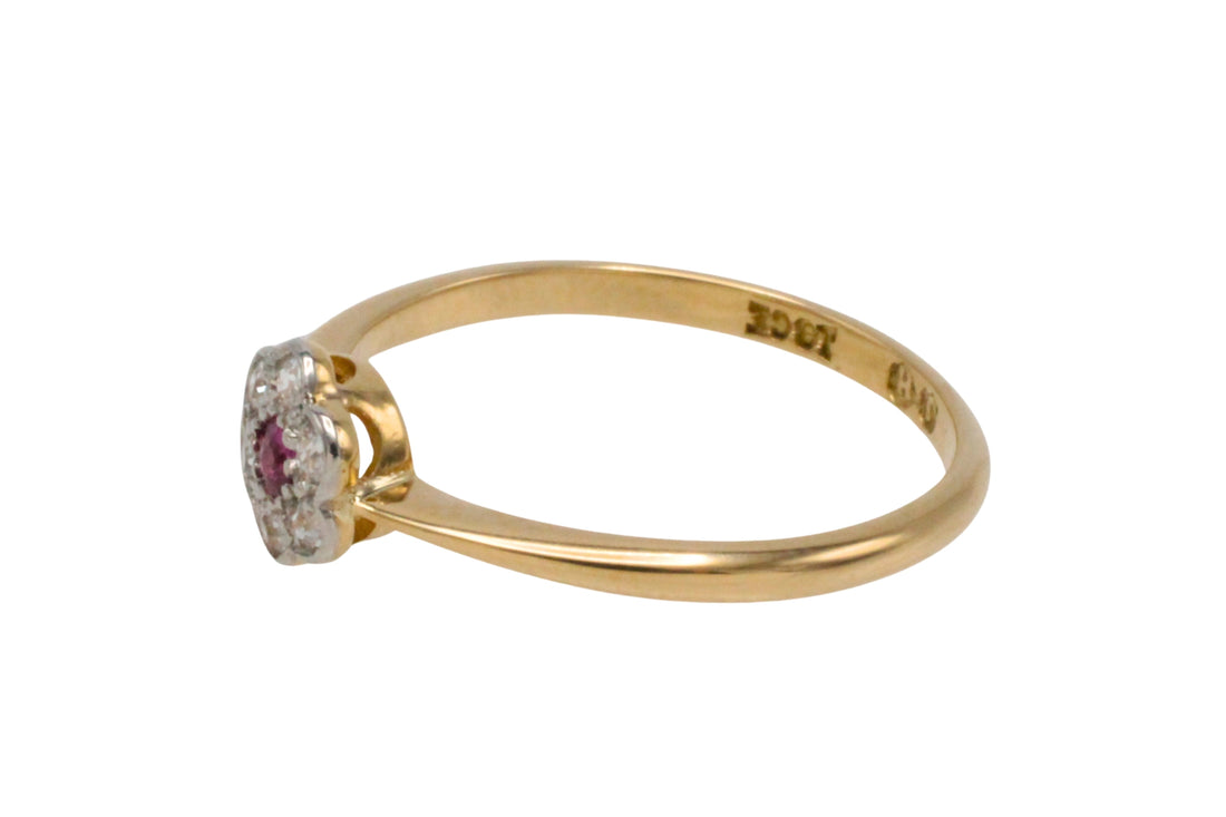 Edwardian old cut diamond and ruby ring in 18 carat gold-The Antique Ring Shop