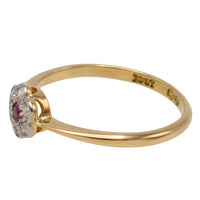 Edwardian old cut diamond and ruby ring in 18 carat gold-The Antique Ring Shop