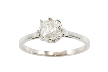 Old mine cut diamond solitaire ring-engagement rings-The Antique Ring Shop