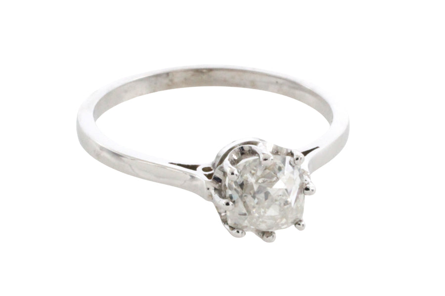 Old mine cut diamond solitaire ring-engagement rings-The Antique Ring Shop