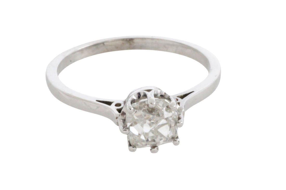 Old mine cut diamond solitaire ring-engagement rings-The Antique Ring Shop
