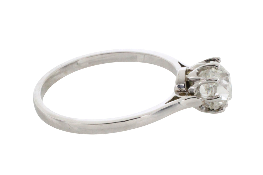Old mine cut diamond solitaire ring-engagement rings-The Antique Ring Shop