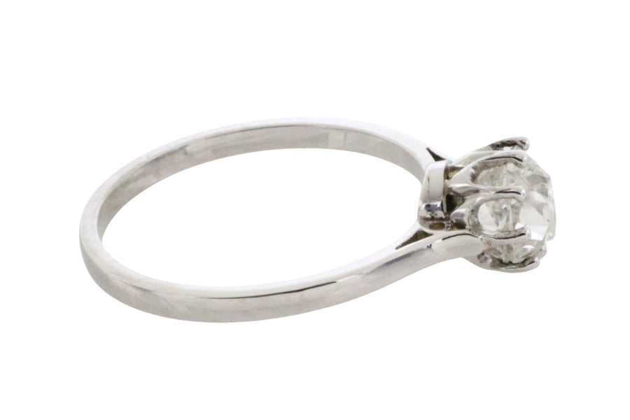Old mine cut diamond solitaire ring-engagement rings-The Antique Ring Shop
