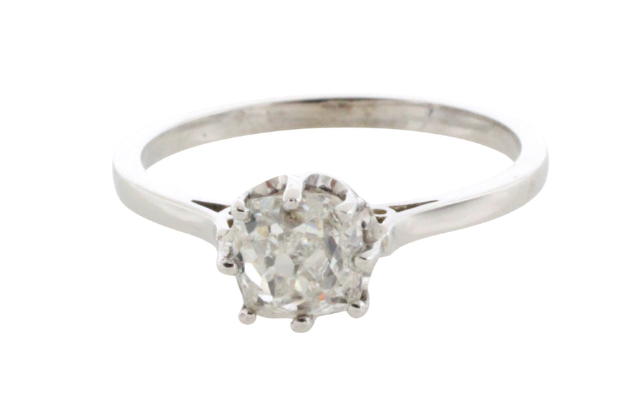 Old mine cut diamond solitaire ring-engagement rings-The Antique Ring Shop