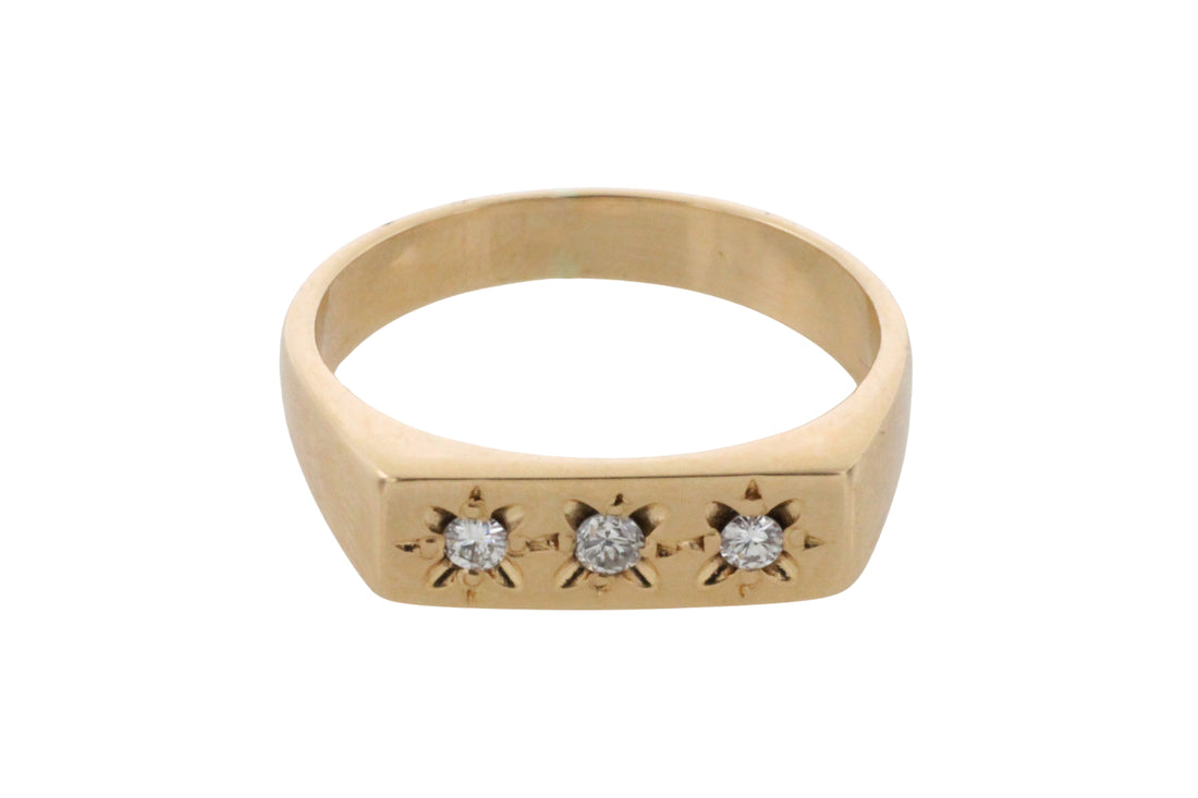 Vintage three stone diamond ring-Vintage Rings-The Antique Ring Shop