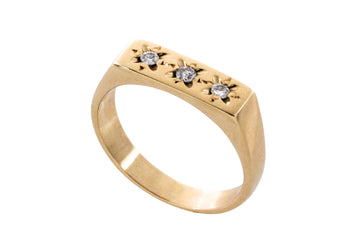 Vintage three stone diamond ring-Vintage Rings-The Antique Ring Shop
