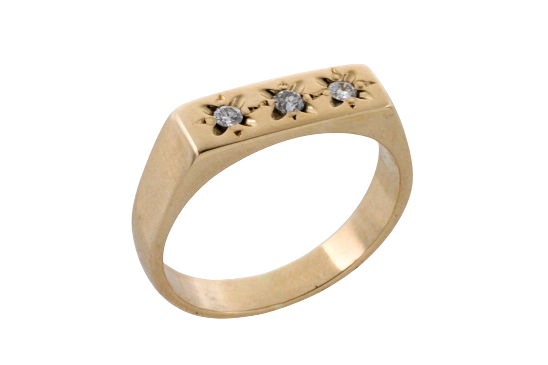 Vintage three stone diamond ring-Vintage Rings-The Antique Ring Shop