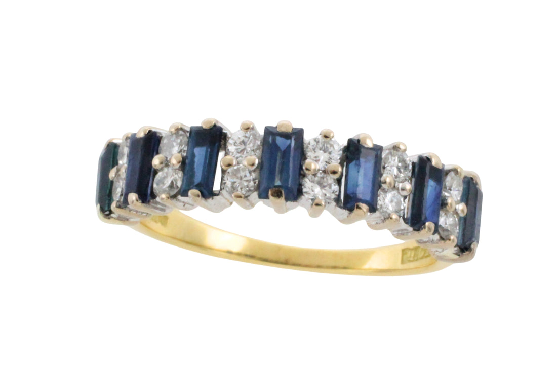 18 carat gold sapphire and diamond ring-The Antique Ring Shop