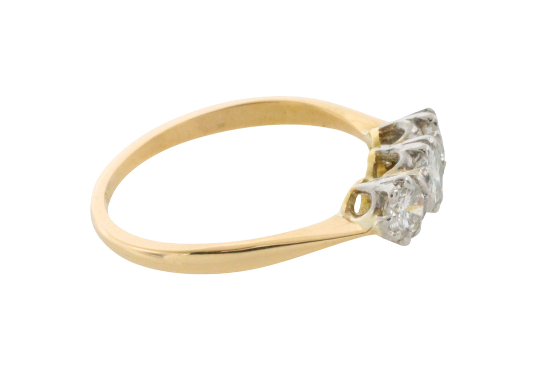 Vintage three stone diamond ring-engagement rings-The Antique Ring Shop