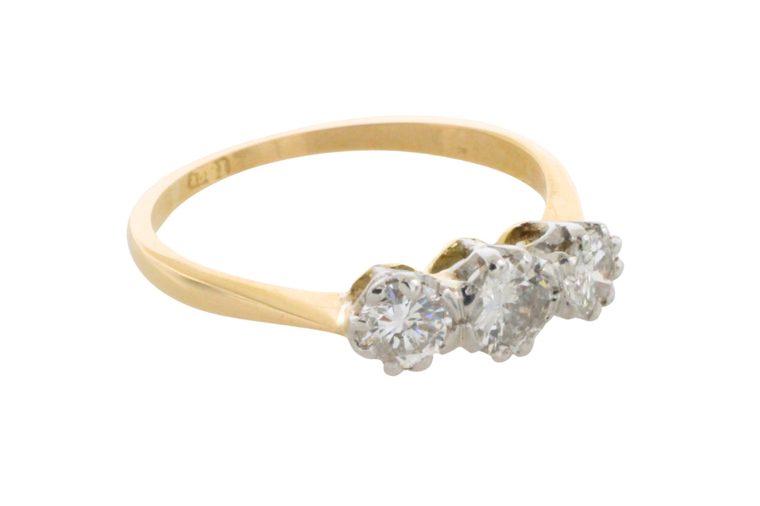 Vintage three stone diamond ring-engagement rings-The Antique Ring Shop