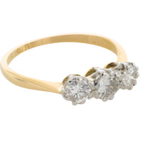 Vintage three stone diamond ring-engagement rings-The Antique Ring Shop