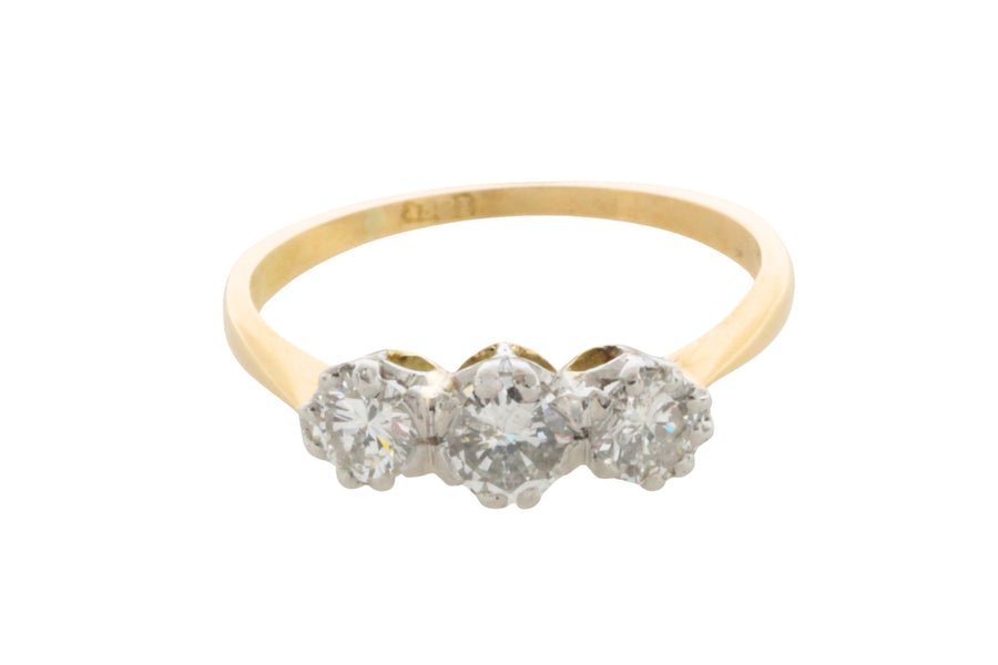Vintage three stone diamond ring-engagement rings-The Antique Ring Shop