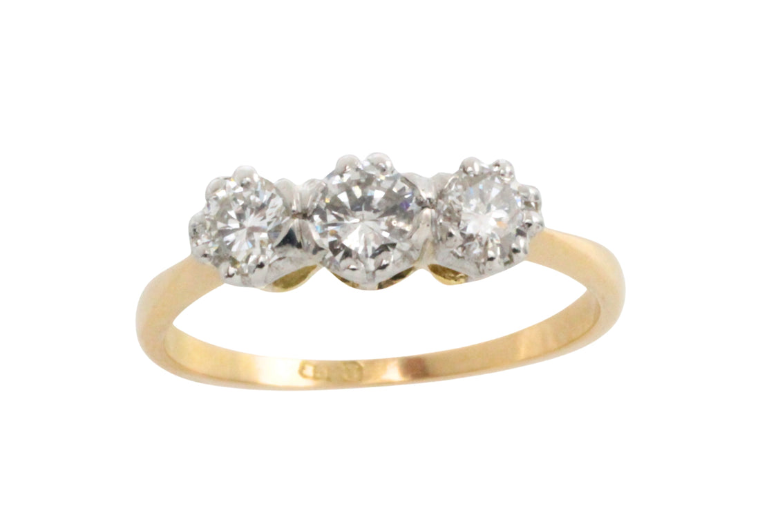 Vintage three stone diamond ring-engagement rings-The Antique Ring Shop