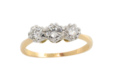 Vintage three stone diamond ring-engagement rings-The Antique Ring Shop